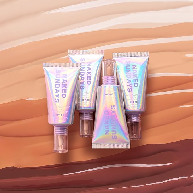 Naked Sundays BeautyScreen™ SPF 50 Mineral Peptide Foundation Tint 2-in-1 Skin Tint & Mineral Sunscreen- Radiant, Buildable Coverage, Acne-Safe (3.5 Light Medium Cool, 1.01 Oz)
