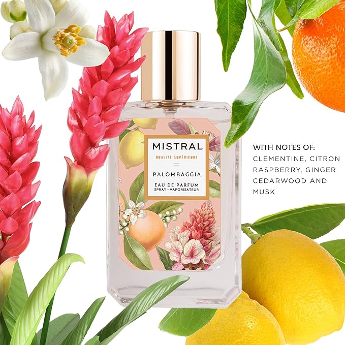 Mistral Palombaggia Eau de Parfum – Citrus Floral Perfume for Women with Ginger, Raspberry & Cedarwood | Paraben-Free, Long Lasting French Luxury Fragrance Spray, Women's Fragrances | 1.7 fl oz