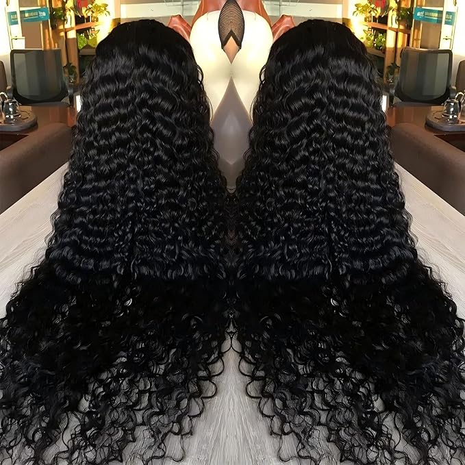 HD Lace Front Wigs Human Hair Deep Wave Wig 200 Density 13x6 Human Hair Lace Front Wigs for Women Pre Plucked Glueless Curly Wigs 26 Inch Deep Wave Lace Frontal Wigs Human Hair Natural Color