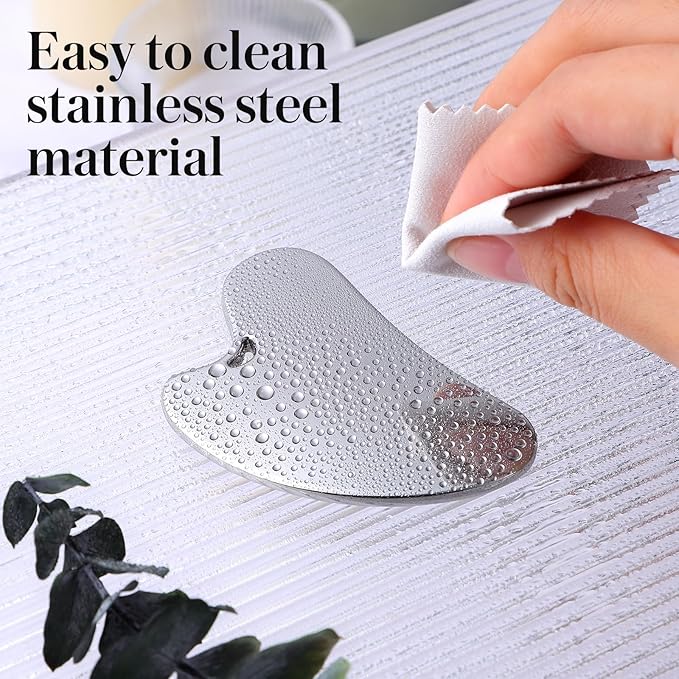 Gua Sha Facial Tools Guasha Tool Gua Sha Jade Stone for Face Skincare Facial Body Acupuncture Relieve Muscle Tensions Reduce Puffiness Festive Gifts (Matte Silver)