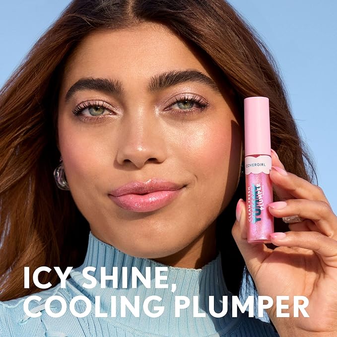COVERGIRL Clean Fresh Yummy Plumper Lip Gloss, 740 Blingtastic, Shiny, Vegan Formula, Easy to Apply, Minty Flavor, 0.33oz