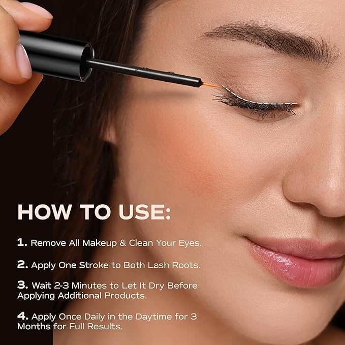 Advanced Lash Serum for Eyelash Growth: LashRay Eye Lash Enhancing Serum to Grow Longer Thicker Eyelashes for Women, 0.1 oz