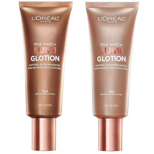 L’Oréal Paris True Match Lumi Glotion Medium and Deep Bundle, Highlighter and Bronzer For Radiant Glow, Pack of 2