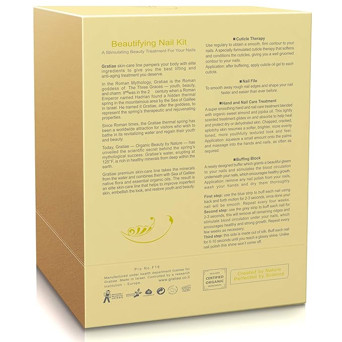 Organic Beauty By Nature Nail buffer Kit/Set - for Salon Quality Manicure - Nail Filing Kit with 3- Step shine Buffer, Cuticle Oil, Hand Lotion - Manicure Set - Green Tea and Ginger