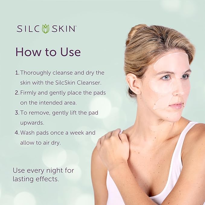 SilcSkin Facial Pad - Multi-Area Set Reusable Pads - Self-Adhesive Silicone Facial Patches - Wrinkle Patches for Eyes - 4 Reusable Facial Pads