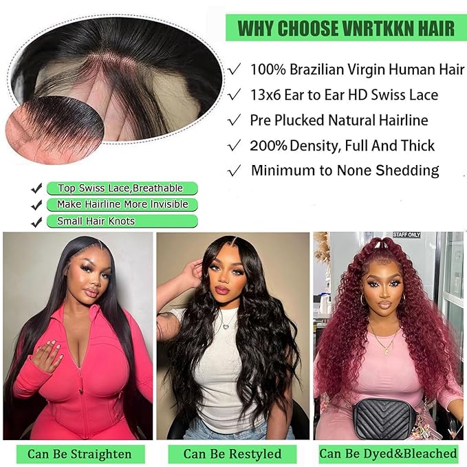 HD Lace Front Wigs Human Hair Deep Wave Wig 200 Density 13x6 Human Hair Lace Front Wigs for Women Pre Plucked Glueless Curly Wigs 26 Inch Deep Wave Lace Frontal Wigs Human Hair Natural Color