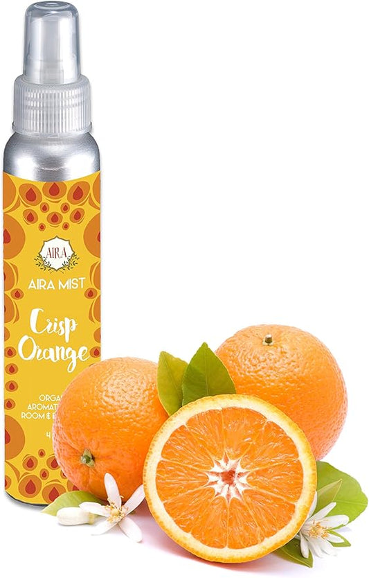 Aira Mist Crisp Orange Organic Room Spray - Essential Oil Spray with Therapeutic Essential Oils of Orange - Living Room Spray & Bathroom Spray Free of Alcohol & Parabens - 4 Ounces