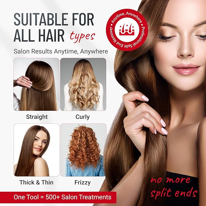 PRO - Original Professional Beauty Tool - Cordless Split End Hair Trimmer for Damaged, Dry, Brittle, Frizzy, Curly or Straight Hair (Black, Professional Kit)
