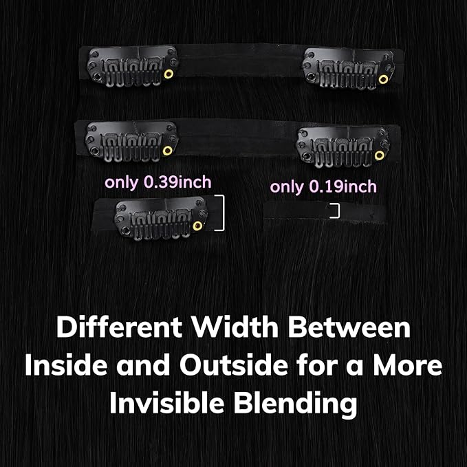 IDN BEAUTY Seamless Clip In Hair Extensions Human Hair Jet Black Real Remy Virgin Human Hair Seamless Clip Ins For Black Women PU Weft Invisible Edge Thick Soft Hair ST 110g 14 Inches