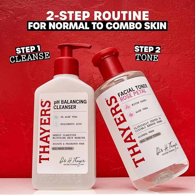 THAYERS Alcohol-Free Rose Petal Witch Hazel Facial Toner for Glowing Skin, Soothing, Hydrating, Refreshing Toner for All Skin Types, 12oz (Packaging May Vary)