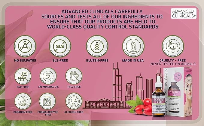 Advanced Clinicals Rosehip Oil For Face With Vitamin E + Botanicals Helps Improve Look Of Dark Spots, Wrinkles, Fine Lines, & Uneven Looking Skin Tone | Moisturizing Skin Care Face Serum, 2-Pack