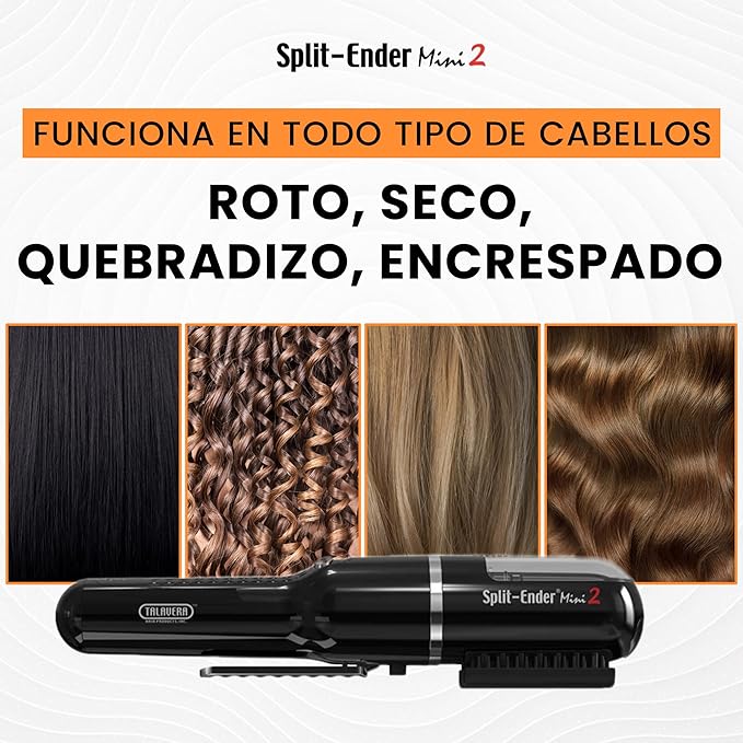 Split Ender Mini 2 – Original Cordless Split End Hair Trimmer for Dry, Damaged, Brittle, Curly, Frizzy, or Straight Hair – Rechargeable Hair Clipper, Home Styling Tool for Split Ends (Black)