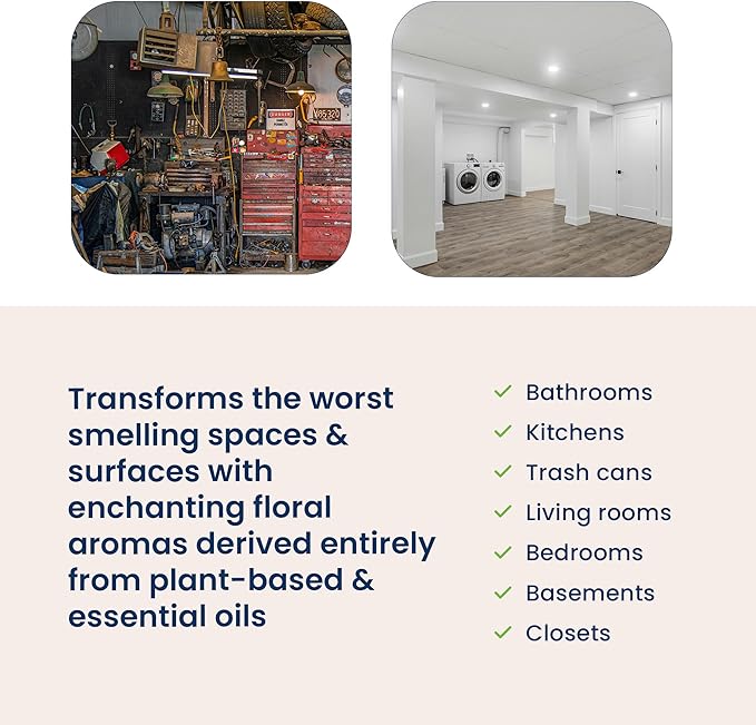 Truly Free Space Freshener Starter Kit, Lemongrass Essential Oil - Car and Air Fresheners for Home, Natural Odor Eliminator Room Spray, 16oz Spray Bottle, 1 Refill (3.4oz) No Synthetic Fragrances