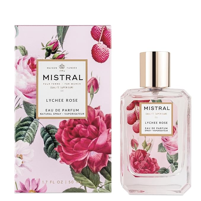 Mistral Lychee Rose Eau de Parfum – Citrus Floral Perfume for Women with Lychee, Rose & Amber | Paraben-Free, Long Lasting French Luxury Fragrance Spray, Women's Fragrances | 1.7 fl oz