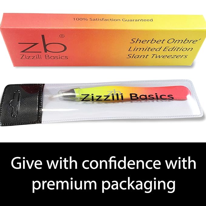 Tweezers - Limited Edition Sherbet Ombre Slant Tip - Best Tweezer for Eyebrow, Facial Hair Removal and your Precision Needs