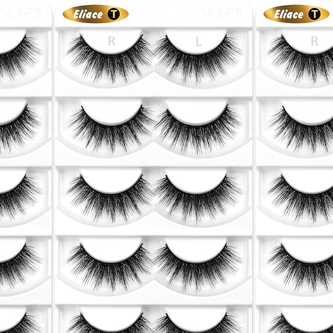 Eliace False Eyelashes Natural look Cat Eye Lashes Wispy Strips 15 Pairs 3D Mink Lashes Fake Eyelashes Faux Fluffy,Winged Fox Eyelashes, Soft Thin Band Comfortable Reusable False Lash 13MM,Hye Style