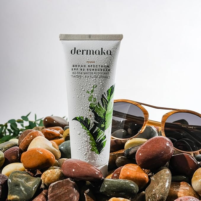 Dermaka Sunscreen SPF 42 for Face & Body – 2-in-1 Lightly Tinted Mineral Sunscreen with Zinc Oxide & Titanium Dioxide – Skin Soothing, Water-Resistant 80 Min, 3.4 oz