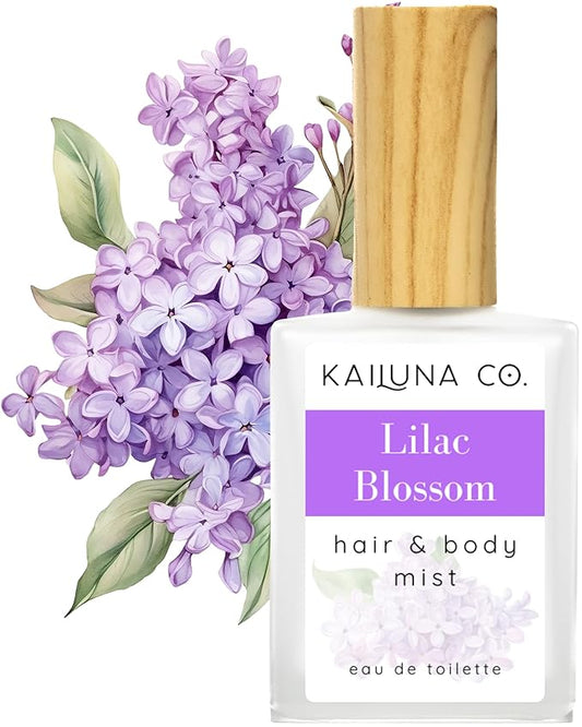Lilac Blossom Natural Hair & Body Mist Spray, Pure Essential and Fragrance Oils, Alcohol-Free, Handmade in California, 0.5Fl Oz