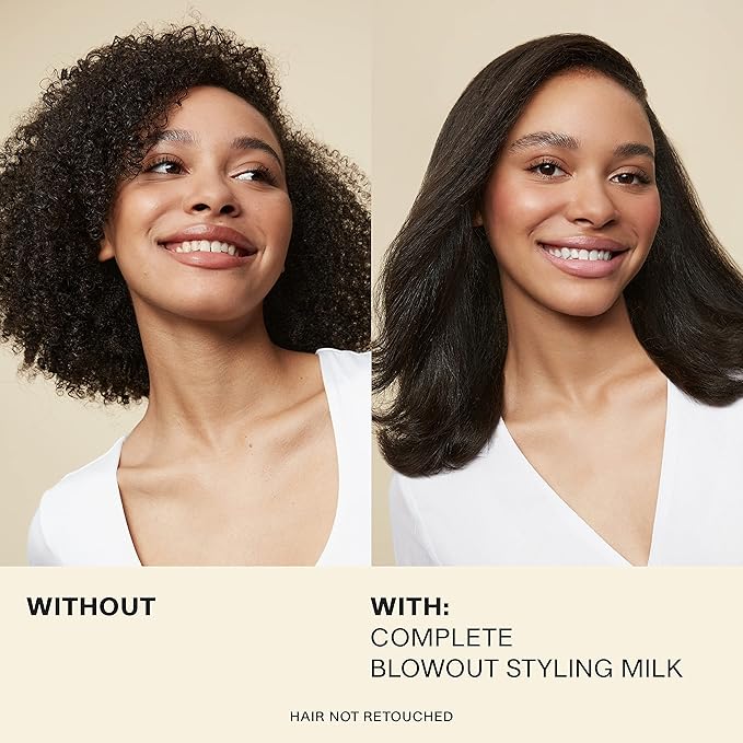 JVN Complete Blowout Styling Milk Heat Protector Cream, Style Memory, Anti-Humidity, Smooths & Protects, Travel Size (0.84 FL OZ)