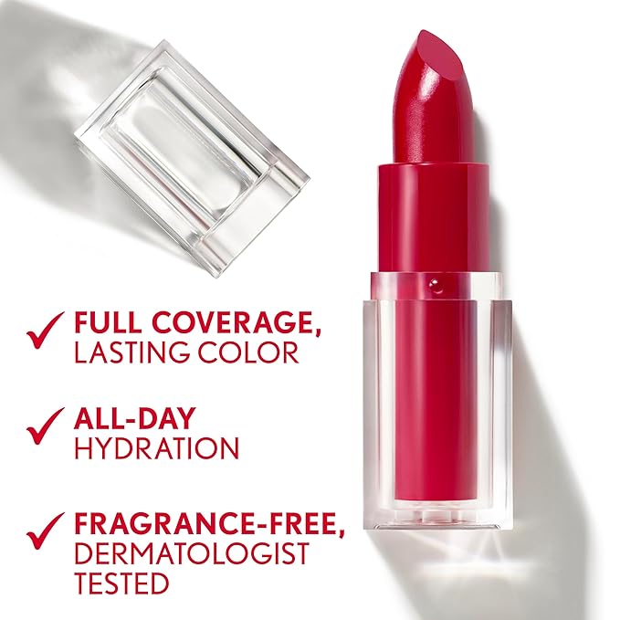 COVERGIRL Clean Lip Color, Maple Glaze, Satin Finish, Squalane, Avocado & Aloe, Carmine-Free, Non-Drying, 0.12oz