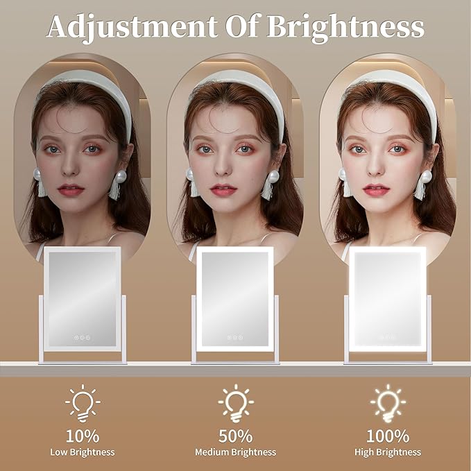 Lighted Makeup Mirror, Hollywood Vanity Mirror with Lights, Three Color Lighting Modes, and 5X Magnification Mirror, Smart Touch Control, 360°Rotation