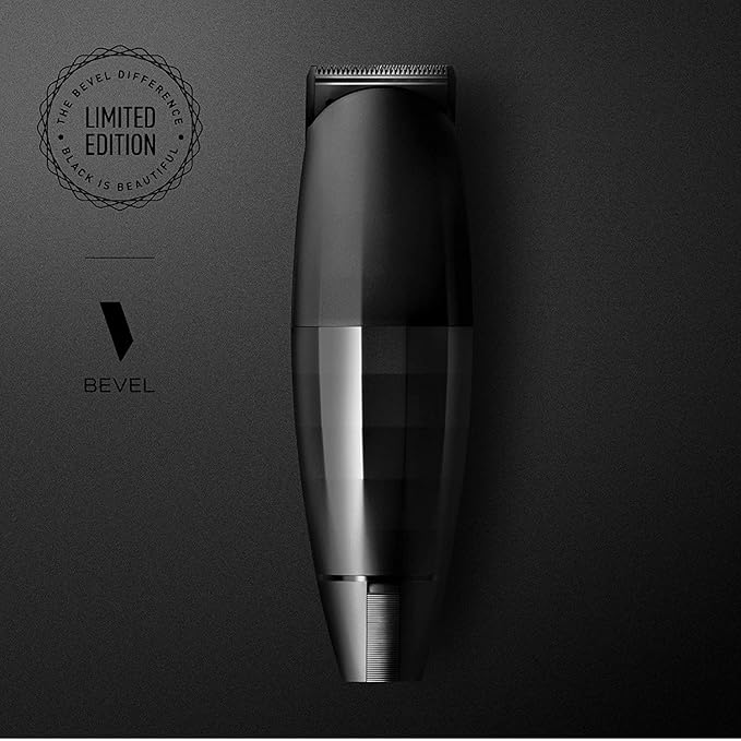 Bevel Beard Trimmer for Men - Black Edition Cordless Trimmer, 8 Hour Rechargeable Battery Life, Tool Free Adjustable Zero Gapped Blade, Barber Supplies, Mustache Trimmer