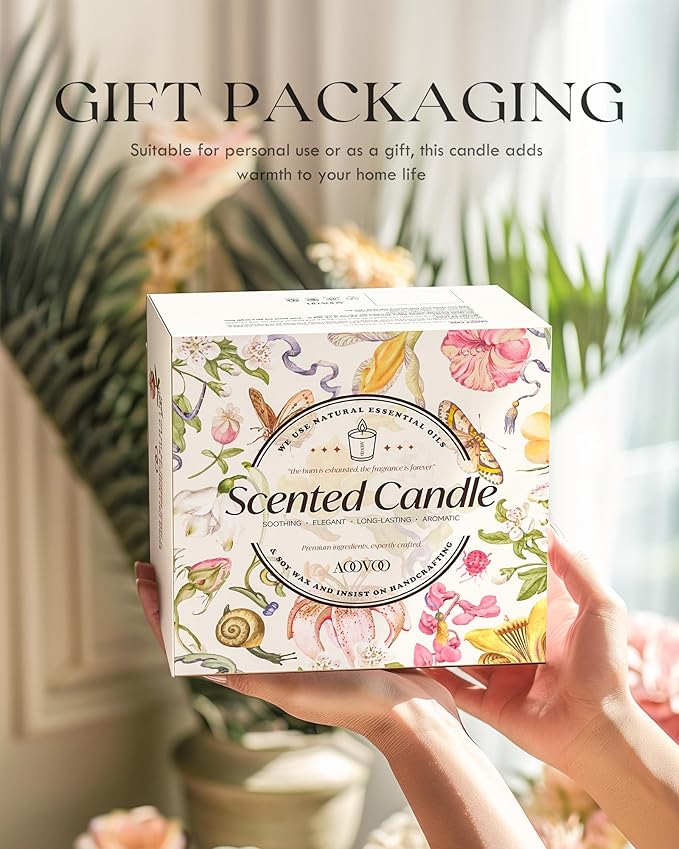 AOOVOO Candle Set - 4PC Scented Candles, 28 oz Soy Candles, Soy Candle for Home Scented, Sage/Jasmine/Eucalyptus/Lavender