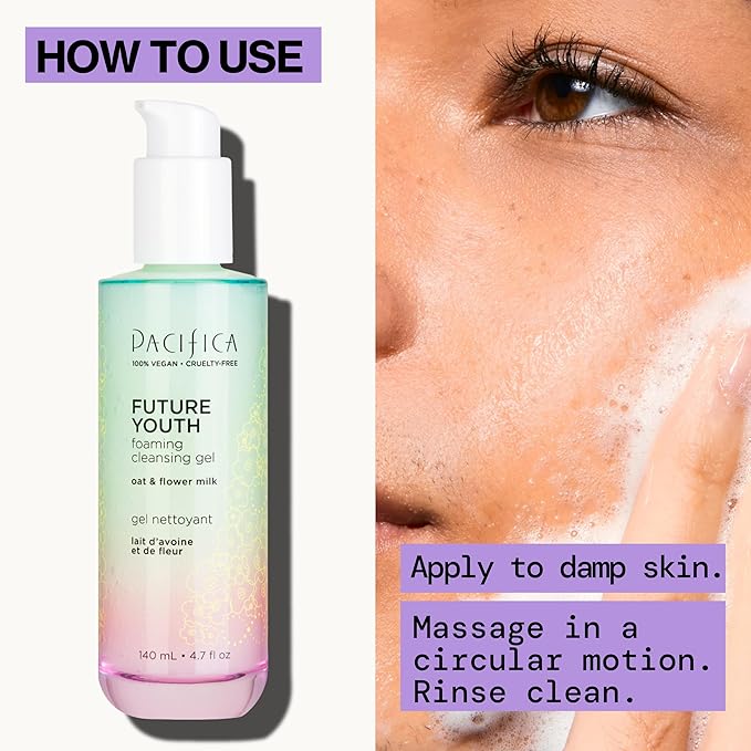 Pacifica Future Youth Foaming Face Wash - Hydrating Anti-Aging Cleansing Gel, Dermatologist Tested Gentle Facial Cleanser, Alcohol-Free Vegan Formula for All Skin Types Clean Beauty Cruelty-Free 4.7oz