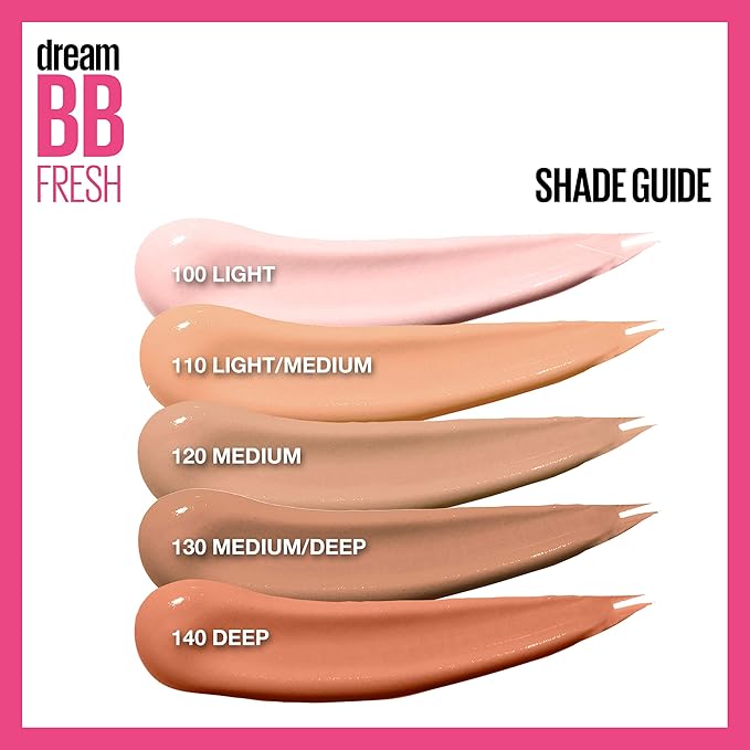 Maybelline Dream Fresh Skin Hydrating BB cream, 8-in-1 Skin Perfecting Beauty Balm with Broad Spectrum SPF 30, Sheer Tint Coverage, Oil-Free, Light, 1 Fl Oz
