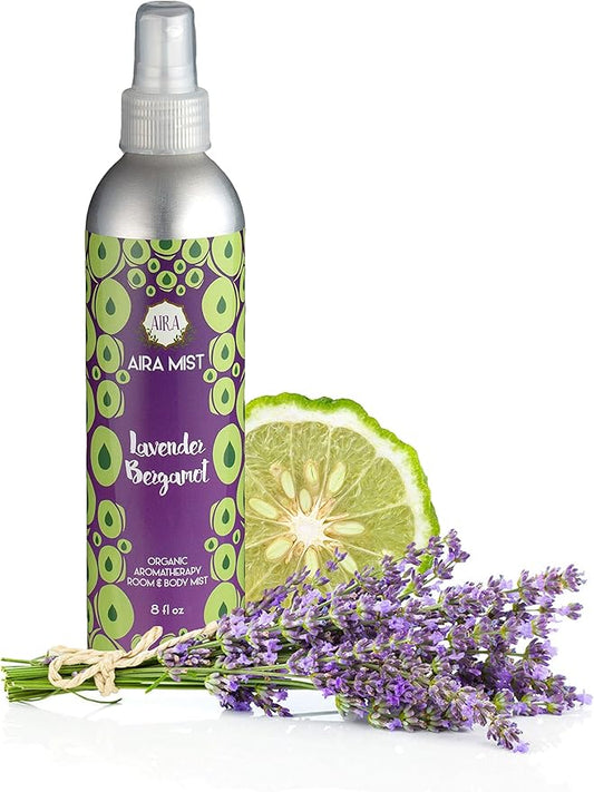 Aira Mist Lavender Bergamot Verbena Organic Room Spray - Essential Oil Spray with Therapeutic Essential Oils - Air Freshener - Living Room Spray & Bathroom Spray Free of Alcohol & Parabens - 8 Ounces