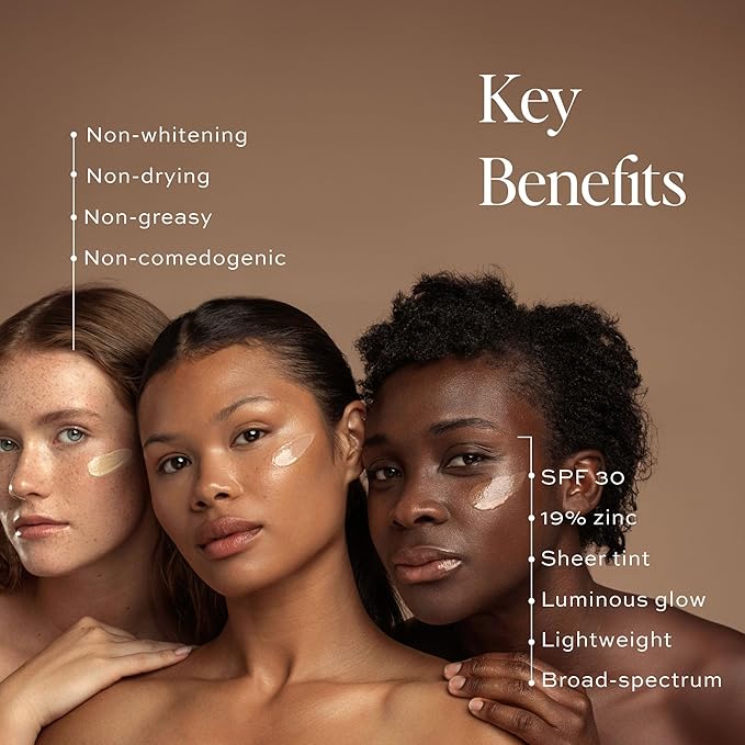 DIME Beauty Tinted Glow Wonderscreen SPF 30, Mineral Sunscreen for Face with 19% Zinc Oxide, Tinted Moisturizer with SPF, 50 g (Deep)