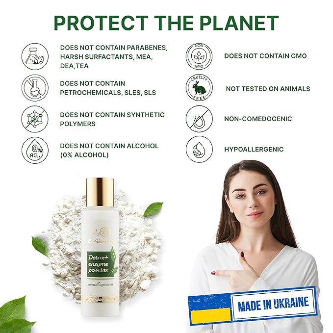 Enzyme Cleanser Powder Travel Size for Face and All Skin Types - Vitamin C, Papain and Coenzyme Q10, – Helpful to Shrink Pores and Skin Smoothing