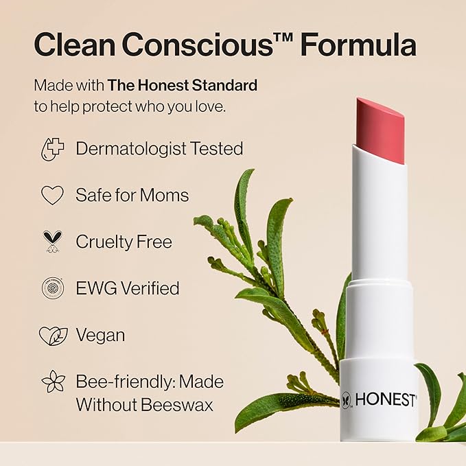 Honest Beauty Moisturizing Vegan Tinted Lip Balm | Antioxidant-rich Acai Extracts + Avocado Oil | Paraben Free + Cruelty Free | Dragon Fruit