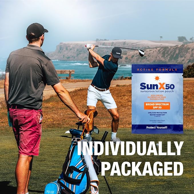 CoreTex Sun X 50 Broad Spectrum Sunscreen Packets & Dry Towels Duo Kit - Pack of 100 Paraben, Oxybenzone, Octinoxate, & Oil Free Sunscreen - No White Cast and Water Resistant Up to 80 Minutes