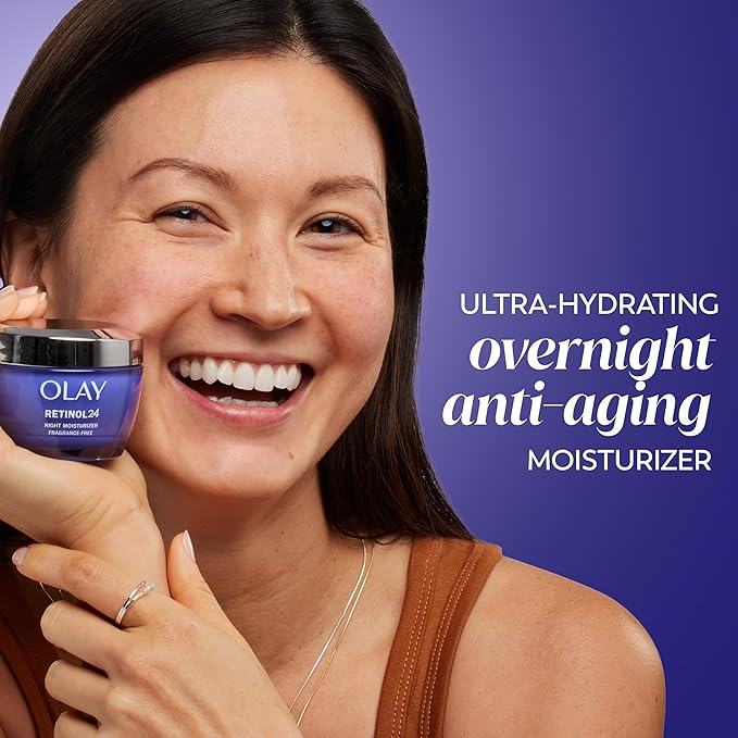 Olay Retinol 24 Face Moisturizer, Anti-Aging Night Cream for Women, Fragrance-Free, Anti-Wrinkle Skin Care (1.7 oz) & Trial Size Retinol Cleansing Melts, Water-Activated Face Wash (12 ct)