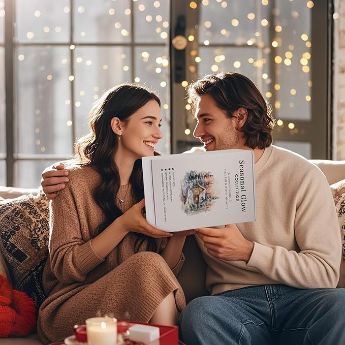 6 Pack Fall Scented Candles for Home, Candles Gifts Sets for Women Men Birthday Thanksgiving Day Merry Christmas, 7.1Oz Large Jar | Long Lasting Soy Wax Candles with Cinnamon Apple, Smoke Vanilla