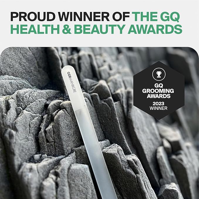 GERMANIKURE Glass Nail File in Suede Sleeve - Life is Better at The Beach - Professional Crystal Nail File for Natural Nails - Ideal Manicure & Pedicure Tool for Smooth, Easy Shaping - Nail Care Gift