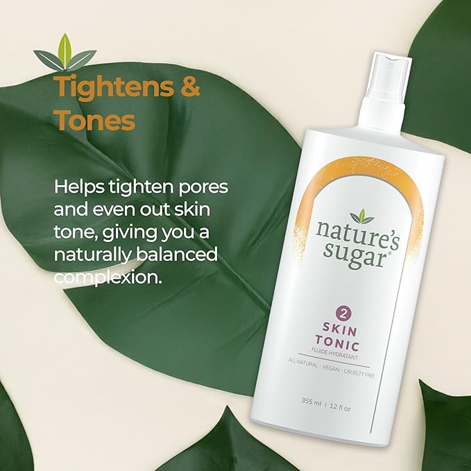Nature’s Sugar Skin Tonic – Hydrating Toner Spray for Face and Body – Pre and Post Sugaring Skincare for Women and Men – Soothing Sensitive Skin, Balancing, Moisturizing, Pore Care – 355mL