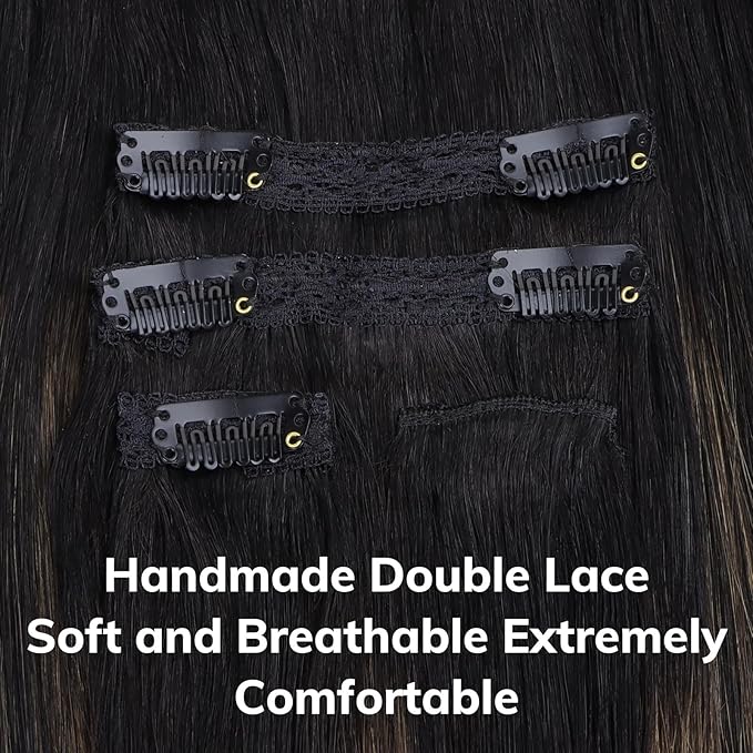 IDN BEAUTY Clip In Hair Extensions Real Human Hair, Yaki Straight 20 Inch 120g 7pcs, 1B/6/1B Balayage Natural Black to Chestnut Brown Remy Human Hair Extensions Clip Ins Real Human Hair Black Women