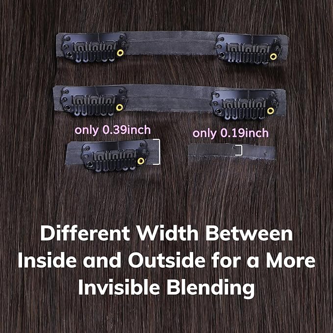 IDN BEAUTY Seamless Clip In Hair Extensions Human Hair Dark Brown Real Remy Virgin Human Hair Seamless Clip Ins For Black Women PU Weft Invisible Edge Thick Soft Hair ST 110g 16 Inches