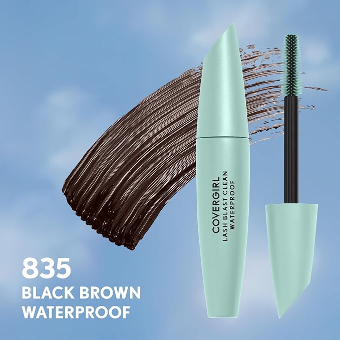 CoverGirl Lash Blast Clean Volume Waterproof Mascara, Vegan Formula, Volumizing, Smudge-Proof, Black Brown, 1 Count