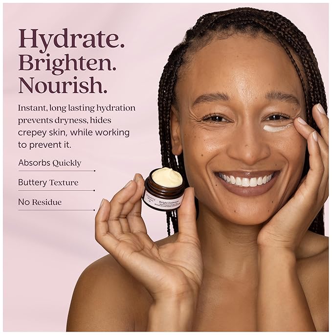Cosmette Bright Embrace Brightening Eye Cream, Vegan Under Eye Butter for Dark Circles & Wrinkles with Niacinamide, Protect Sensitive Skin Against Aging, Natural Skincare for Clean Beauty, 0.5 FL Oz