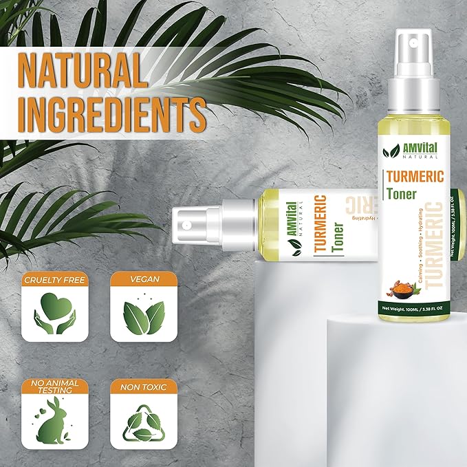 AMVital Turmeric Toner for Oily Skin - Natural Dark Spot Solution - Effective for Dark Spots and Acne - Revitalize and Balance with Herbal Ingredients