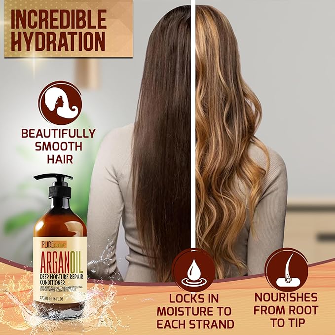 Moroccan Argan Oil Conditioner - Sulfate Free Products for Women and Men - Deep Moisturizing for Dry, Curly, Colored, Damaged Hair - Hydrating Repair, Salon Grade Formula for All Hair Types