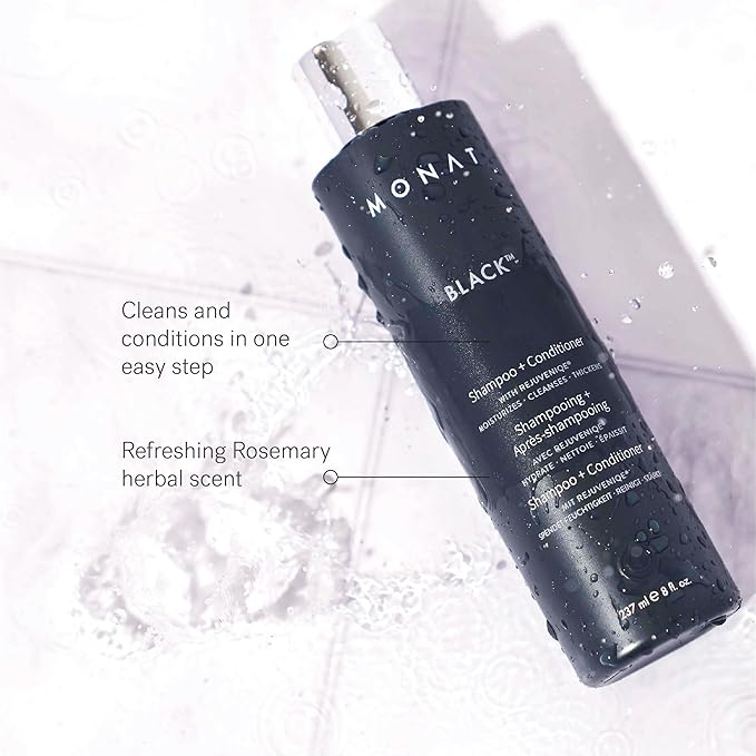 MONAT Black Shampoo + Conditioner – A 2-in-1 Formula for Optimal Hair Care in One Step – Cleanses, Conditions, and Promotes Stronger, Healthier-Looking Hair – For All Hair Types – 237ml (8.0 fl oz)