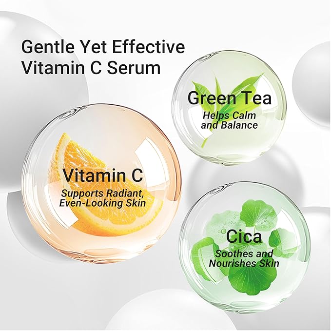 Meebak Korean Vitamin C Serum | Radiance Face Serum | Soothing Formula with Centella Asiatica, Panthenol & Adenosine for Glowing Skin | Lightweight Daily Formula