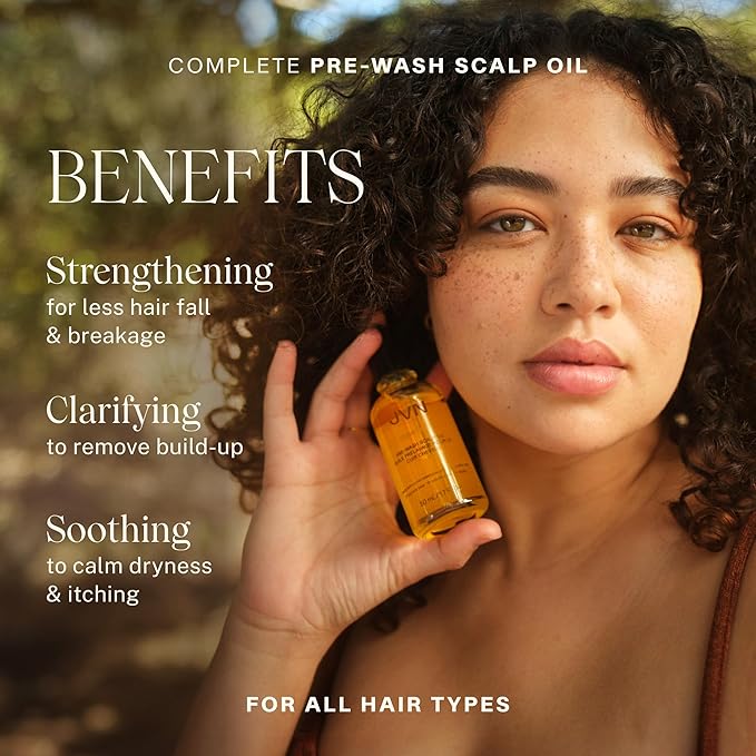 JVN Pre-Wash Scalp Oil & Hair Treatment Oil, Pre Shampoo Dry Scalp Treatment, Scalp Cleansing Oil for All Hair Types, Sulfate Free (1.7 Fl Oz)
