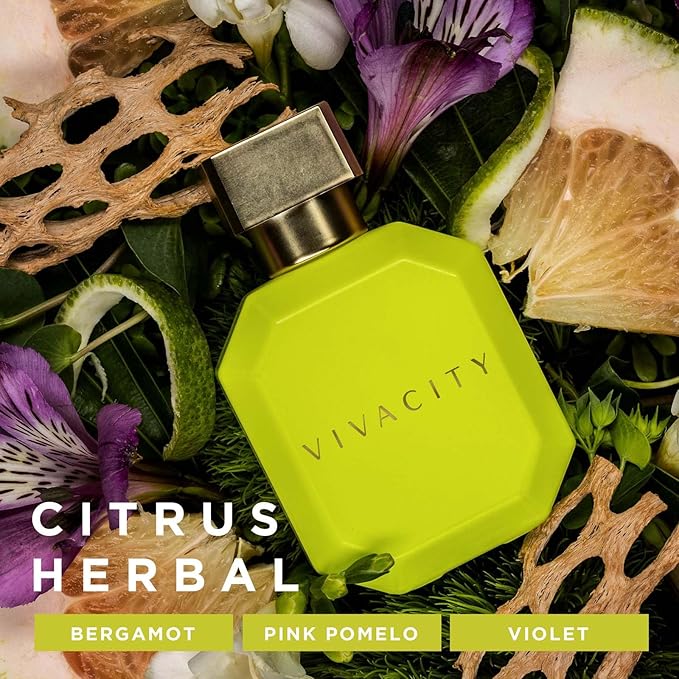 Vivacity Perfume for Women - Citrus, Herbal Fragrance - Notes of Italian Bergamot, Violet, Green Tea and Tonka Beans - 1.7 oz EDP Spray
