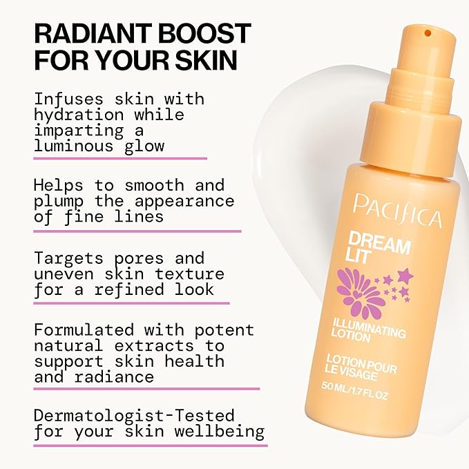 Pacifica Glow Baby Brightening Skincare Set – Vitamin C Booster Serum, Hydrodew Vegan Snail Moisturizer & Dreamlit Illuminating Lotion for Glowing Skin, Hydration & Radiance