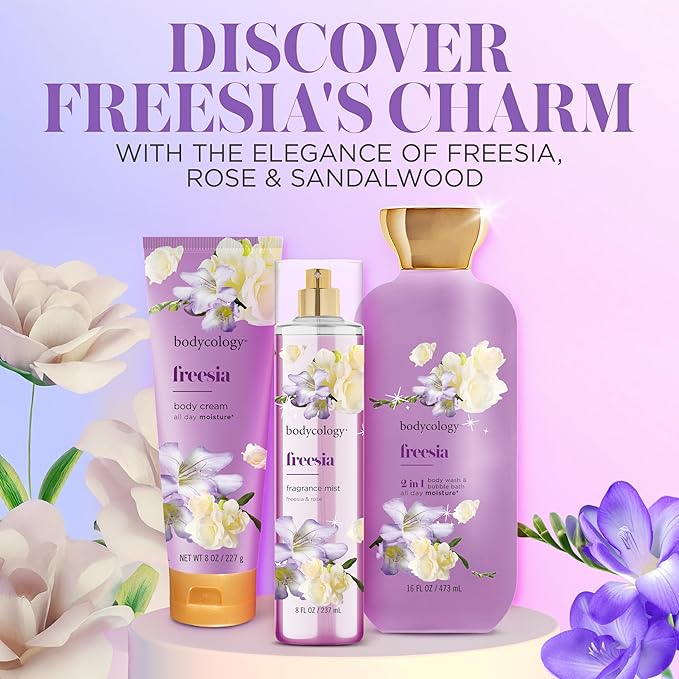 Bodycology Long-Lasting Fragrance Body Mist, Freesia, 8 fl oz